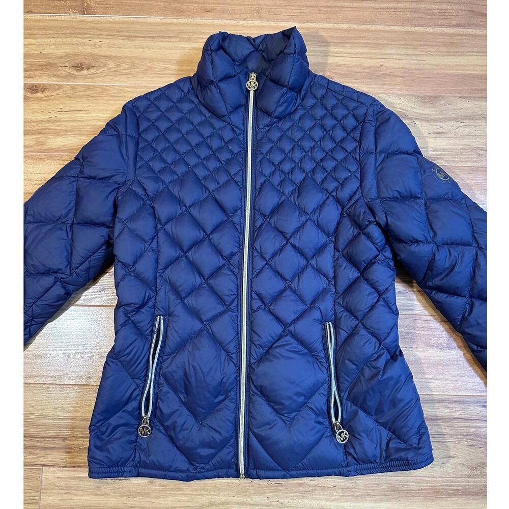 Michael Kors Puffer Jacket Women's Medium Packable Down Fill Purple Full Zip